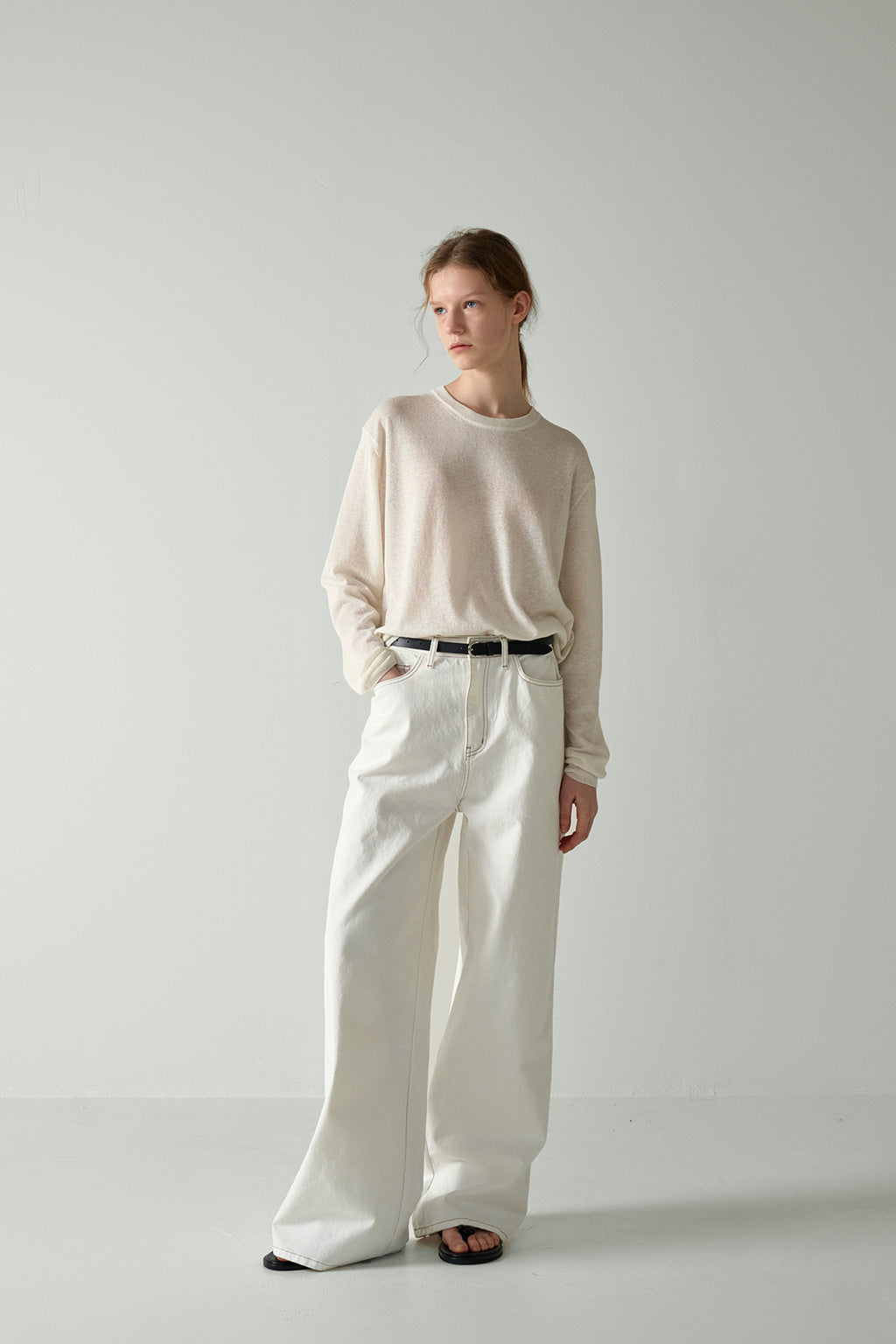 Facade Pattern Classic Wide Denim off white