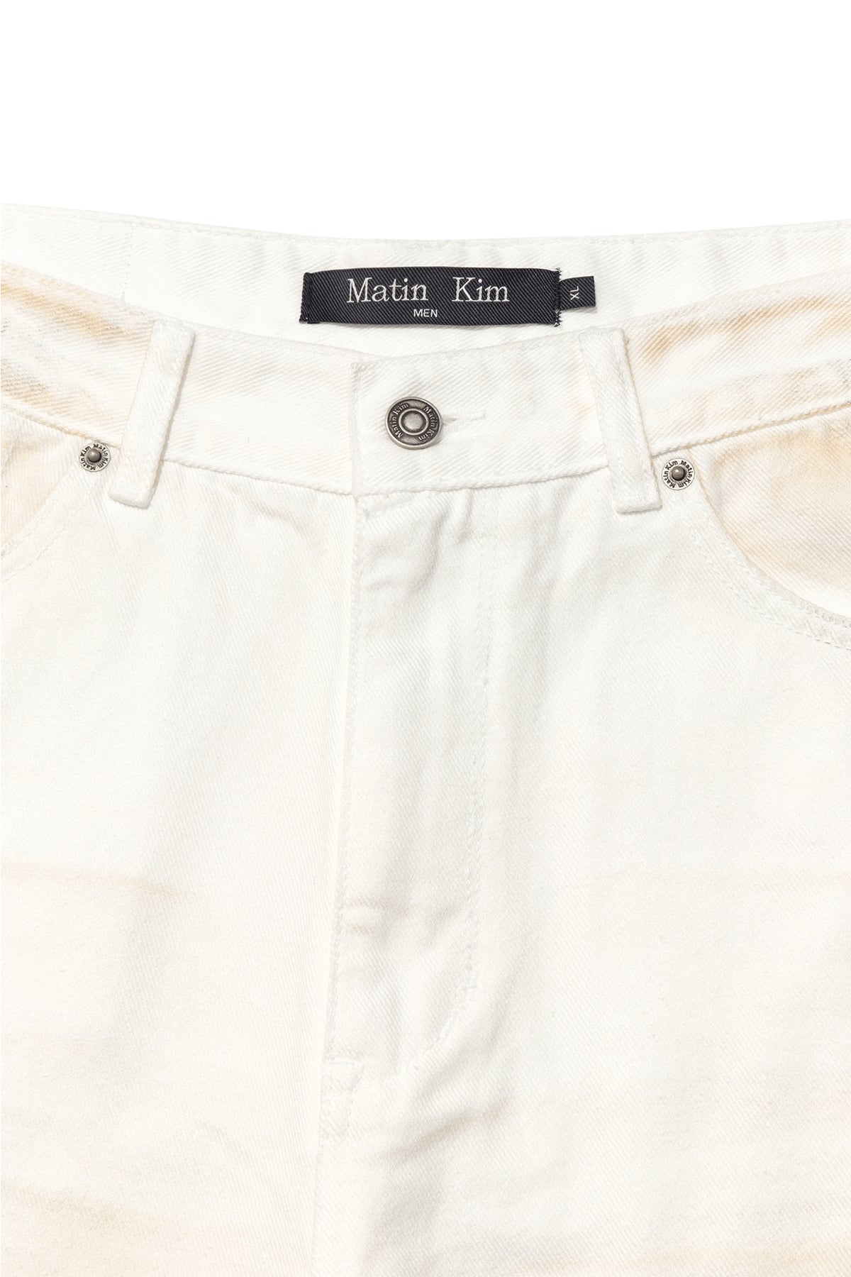 [matinkim] EMBO WASHED DENIM PANTS FOR MEN IN IVORY