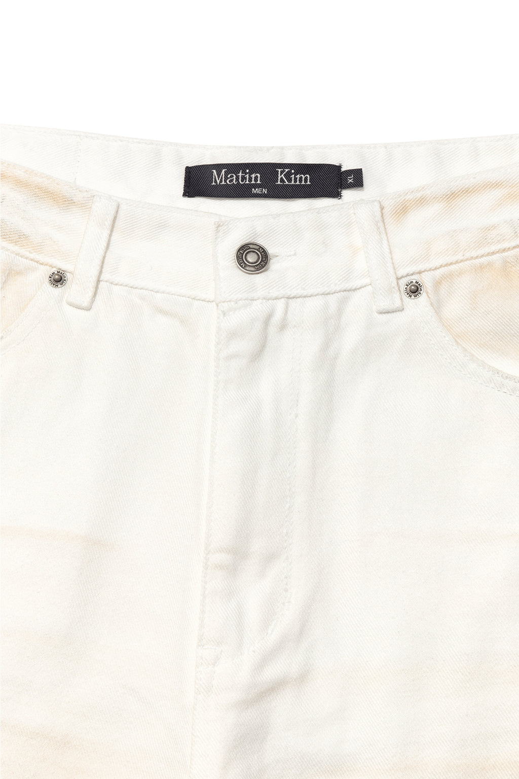 Matinkim Embo Washed Denim Pants For Men IN Ivory