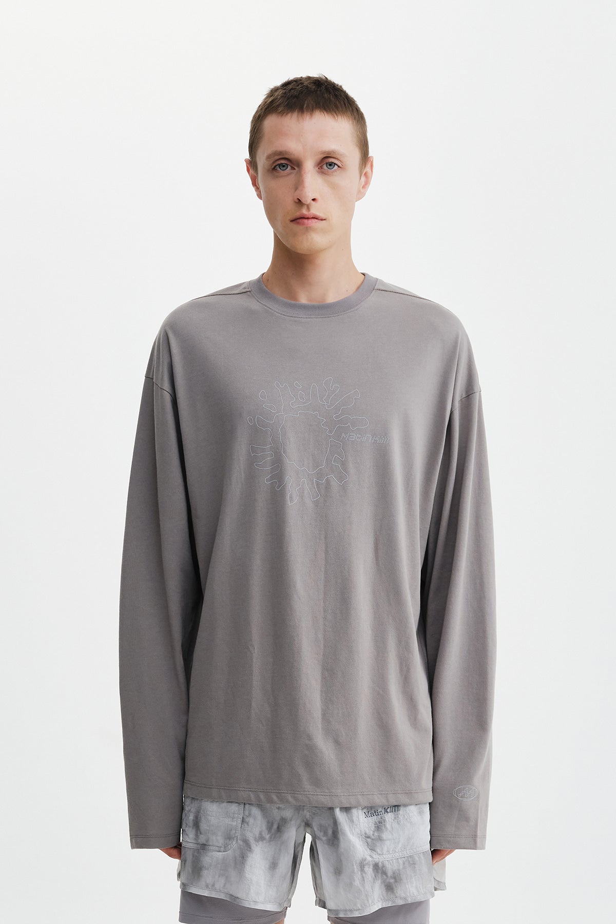 Matinkim Matin Pace Sunburst Graffiti Covered Top IN Charcoal