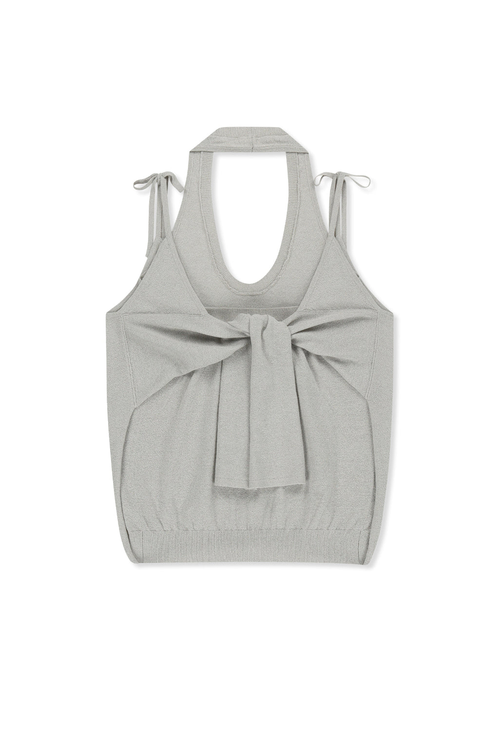Matinkim Layered Tie Halter Neck Knit Top IN Light Grey