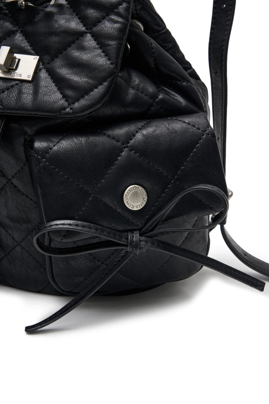 [matinkim] DOUBLE POCKET QUILTING MINI BACKPACK IN BLACK
