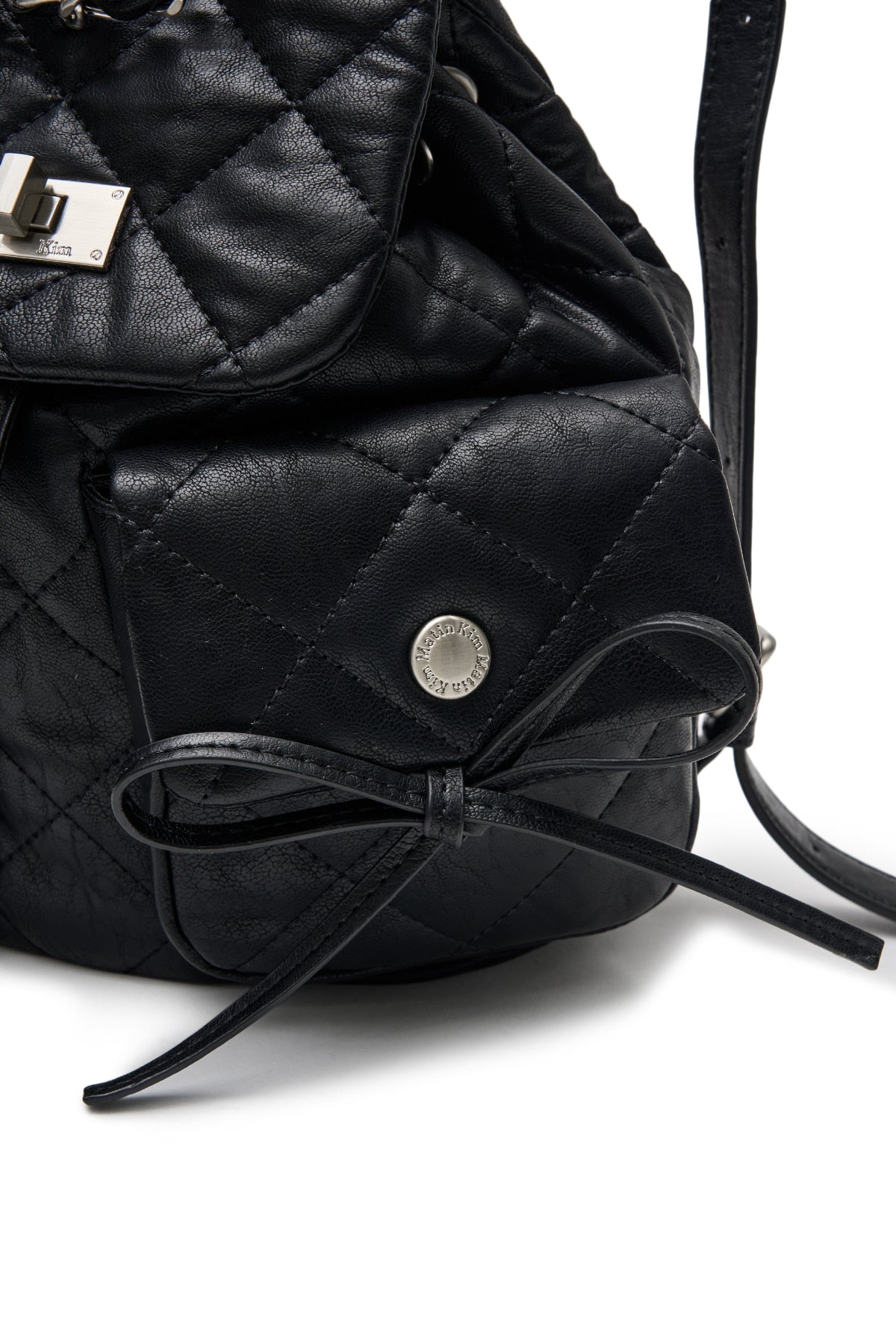 [matinkim] DOUBLE POCKET QUILTING MINI BACKPACK IN BLACK