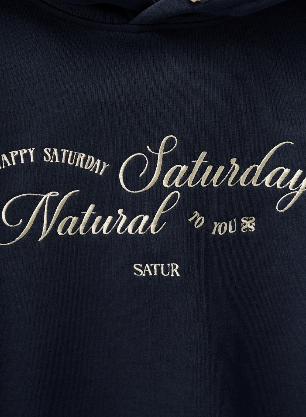 [satur] (W) Natural Saturday Crop Hoodie - Navy