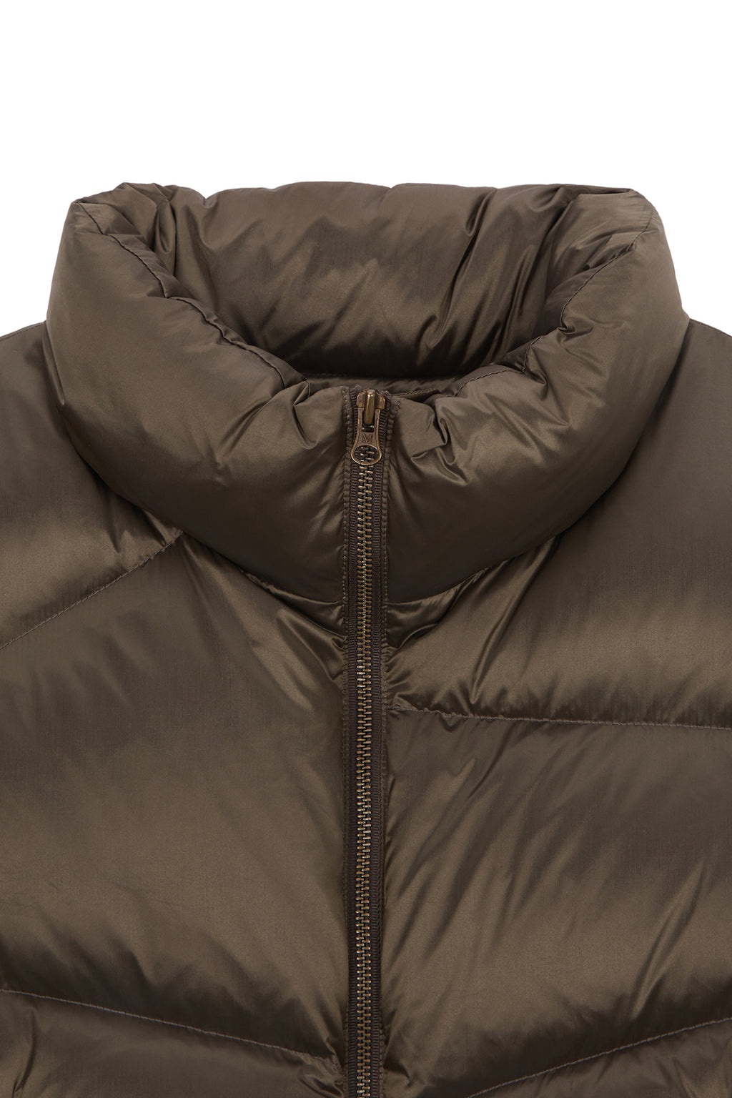 [matinkim] UNBALANCE QUILTED DOWN VEST FOR WOMEN IN KHAKI BROWN