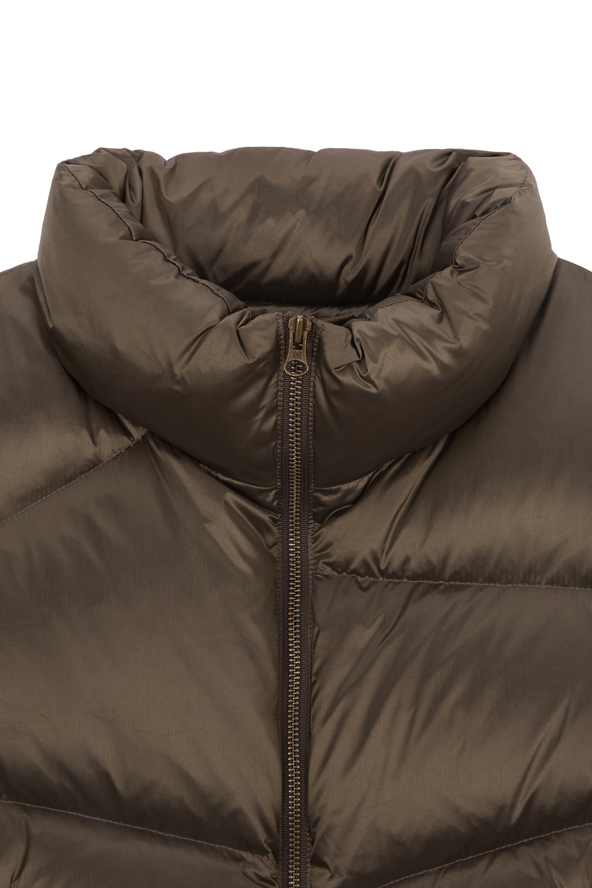 [matinkim] UNBALANCE QUILTED DOWN VEST FOR WOMEN IN KHAKI BROWN