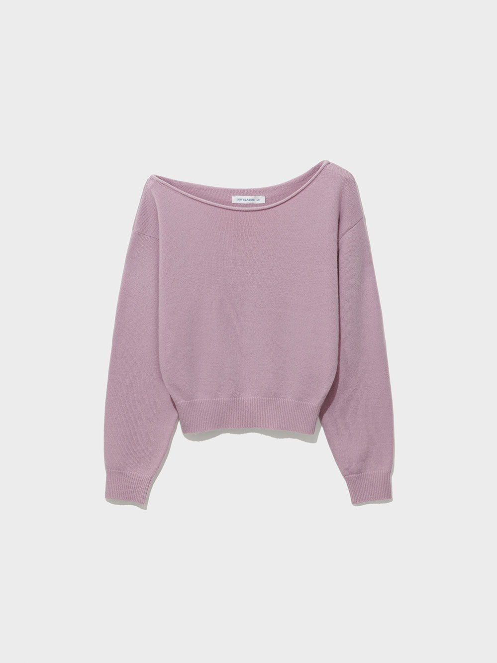Low Classic Rolled Edge Off-Shoulder Sweater Pink