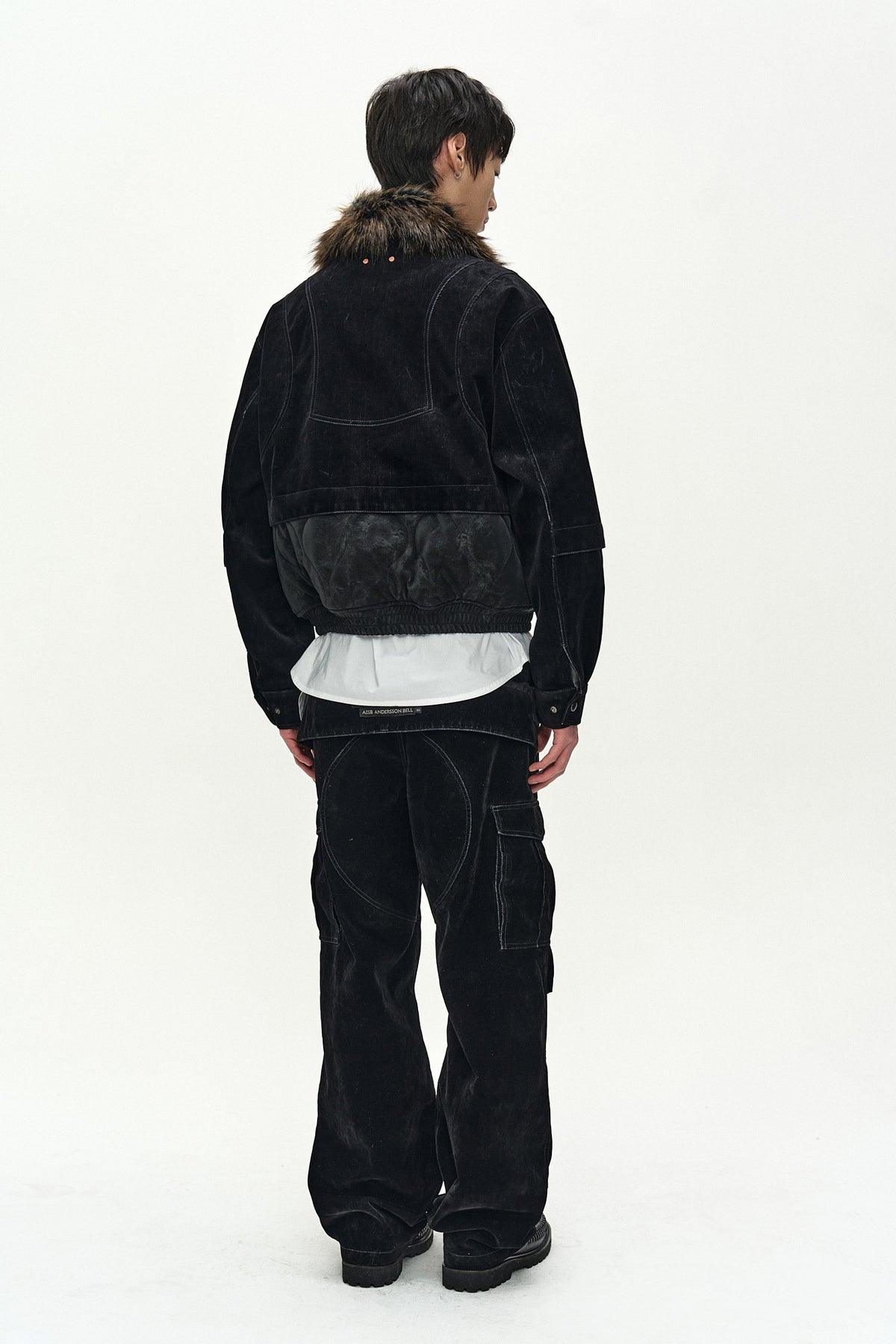 Andersson Bell Flock Velvet Double Waist Wide-Leg Jeans