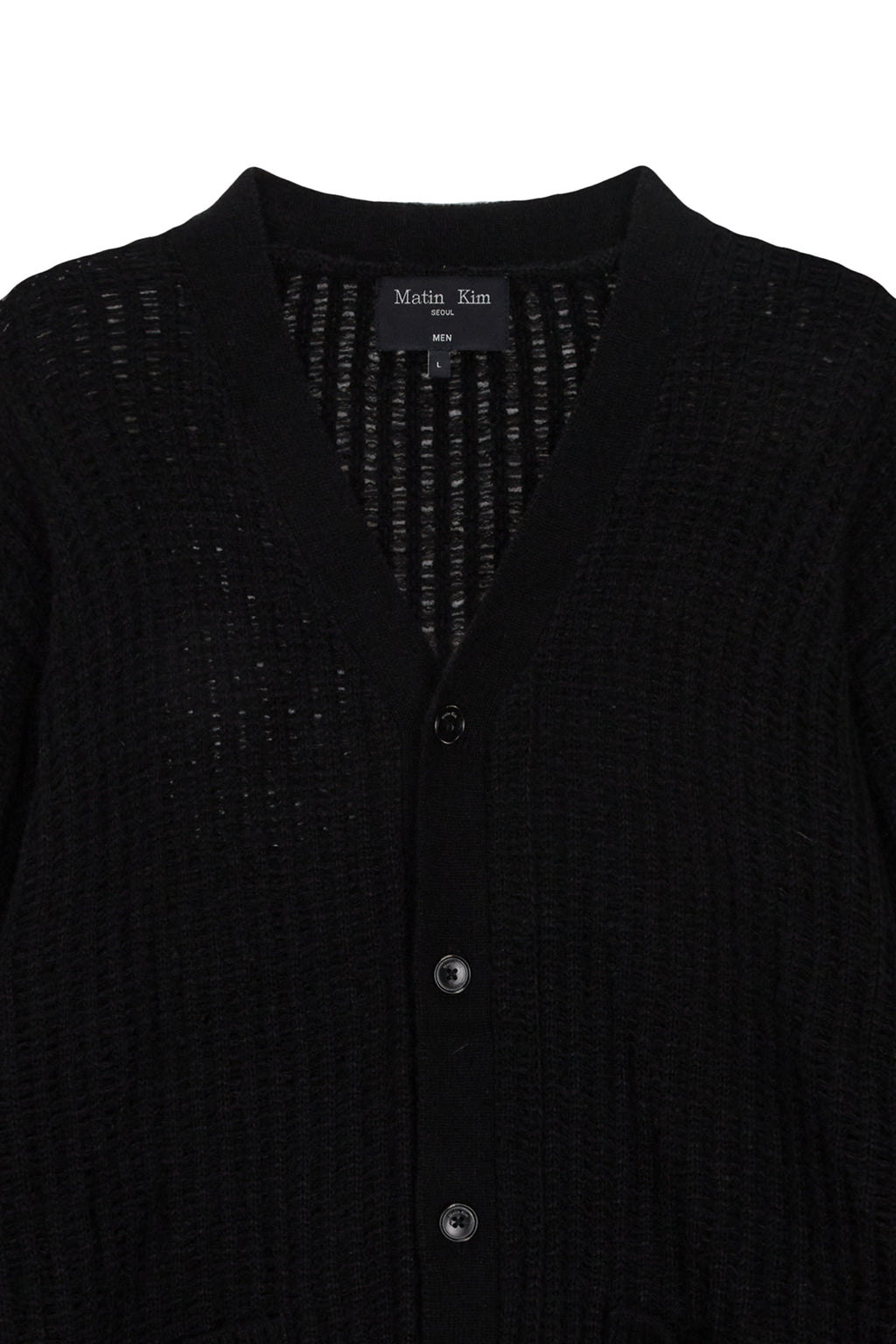 [matinkim] HAIRY CROCHET CARDIGAN FOR MEN IN BLACK
