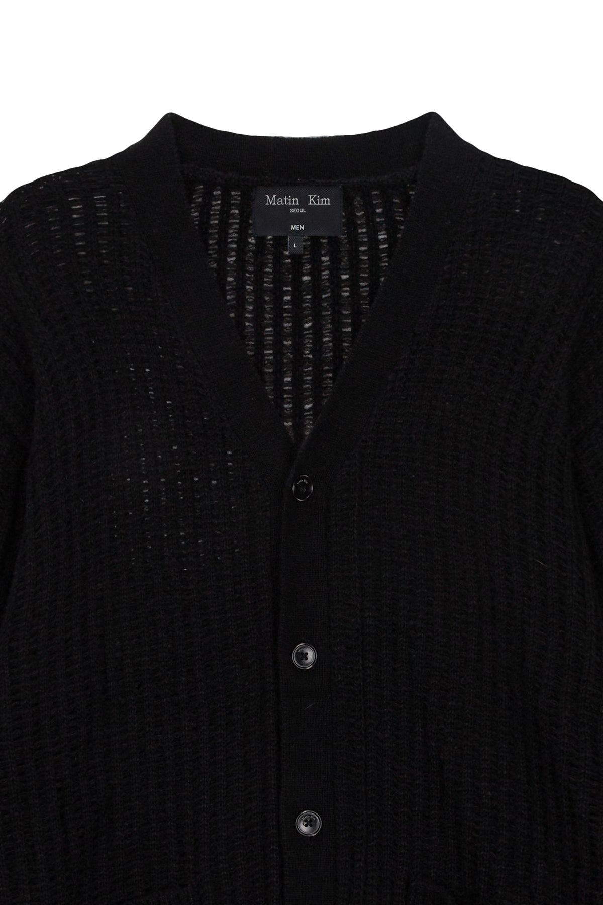 [matinkim] HAIRY CROCHET CARDIGAN FOR MEN IN BLACK
