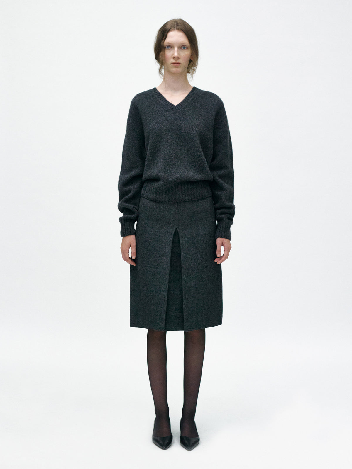 Nothing Written Lune a-line wool skirt (Charcoal) (Pre-order, ships from Oct 27)