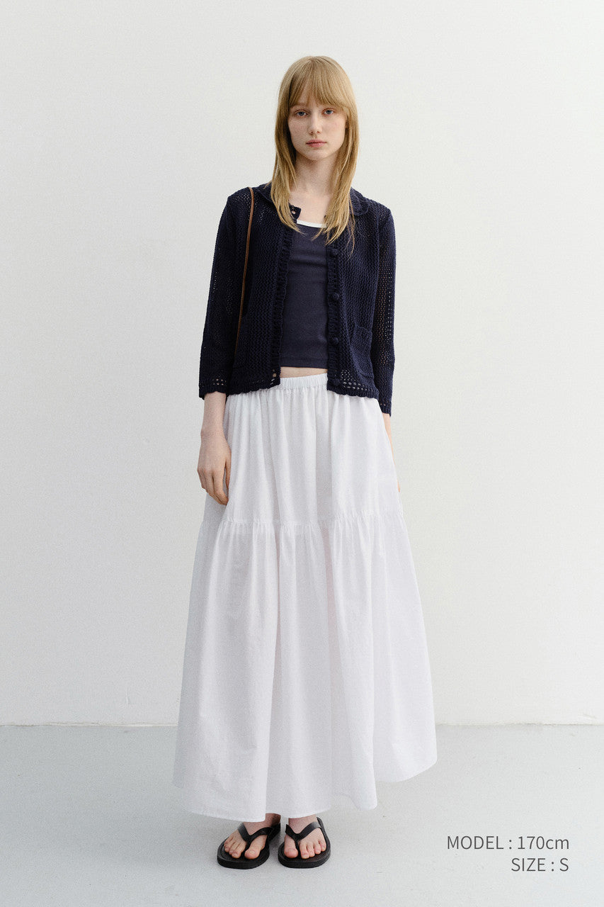 Dunst Crochet Collared Cardigan Navy