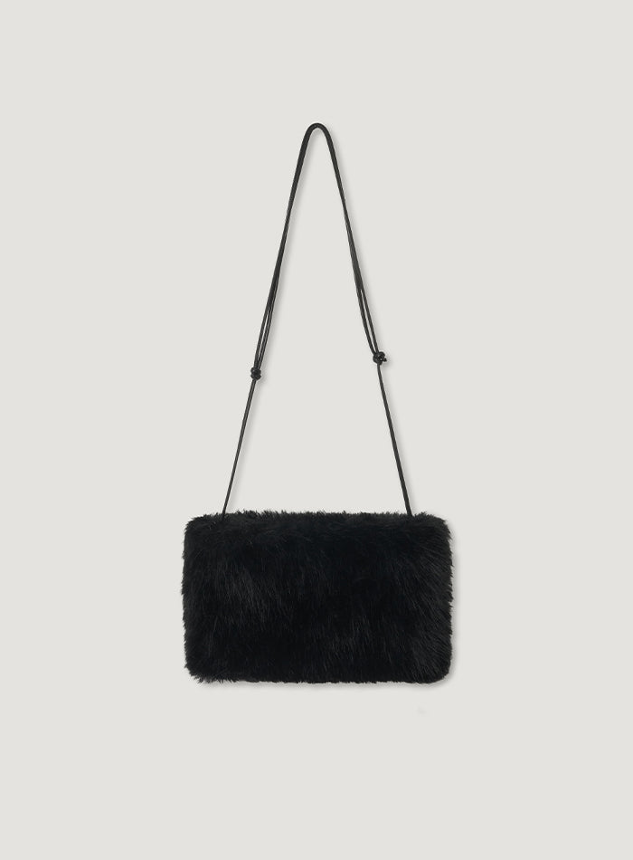 Mango Maniplease Nago Fur Bag Black
