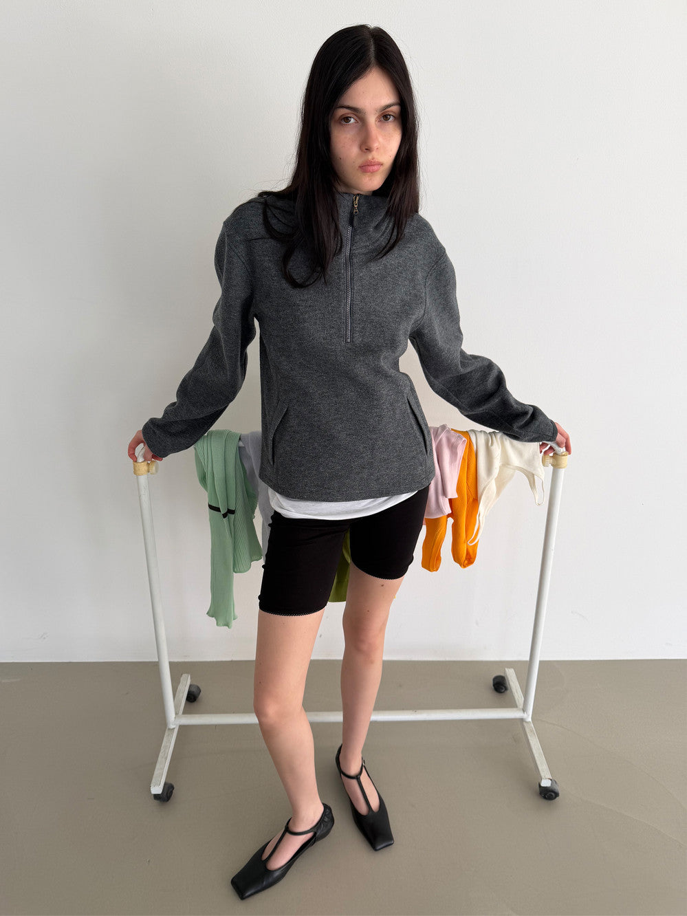 Low Classic Fleece Half Zip-Up Top Grey