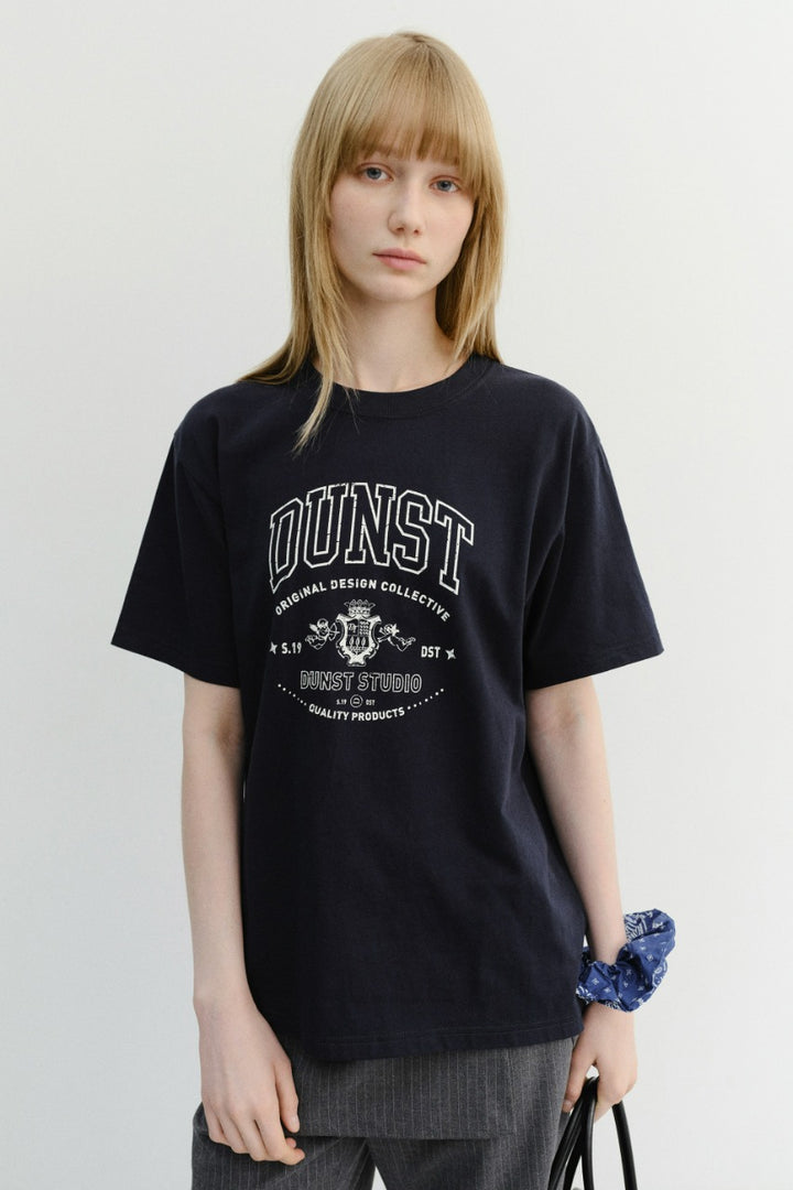 Dunst Unisex Cupid Arch Logo T-Shirt French Navy