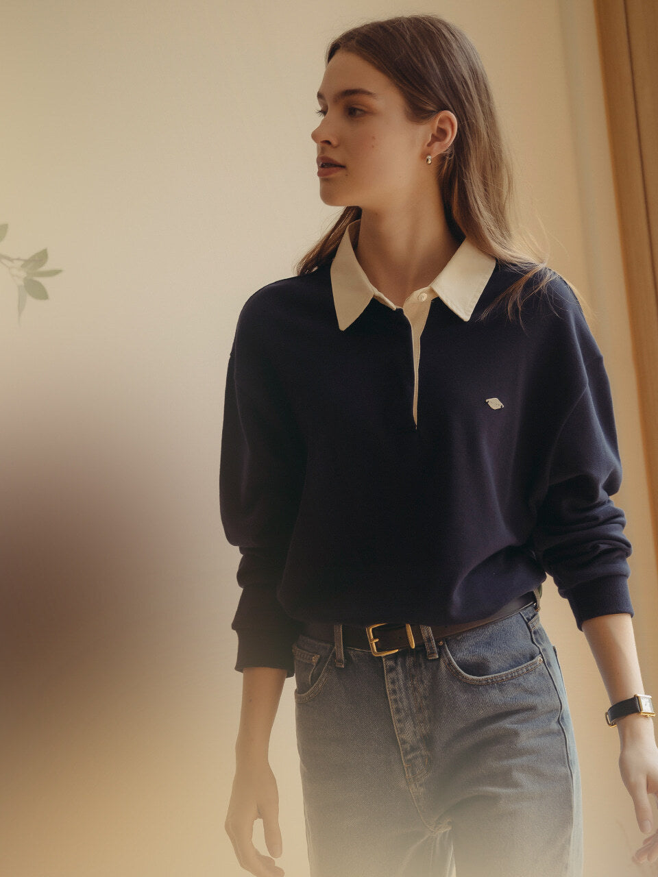 Tillidie Cotton solid polo t-shirt Navy