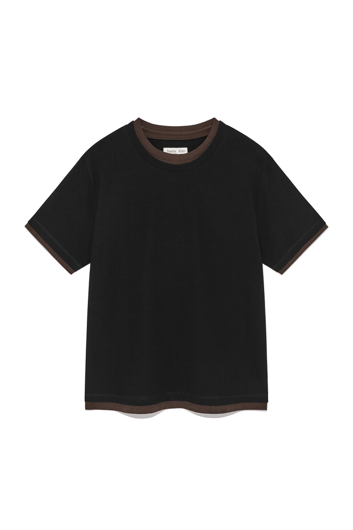 Matinkim Color Point Layered Top For Men IN Black