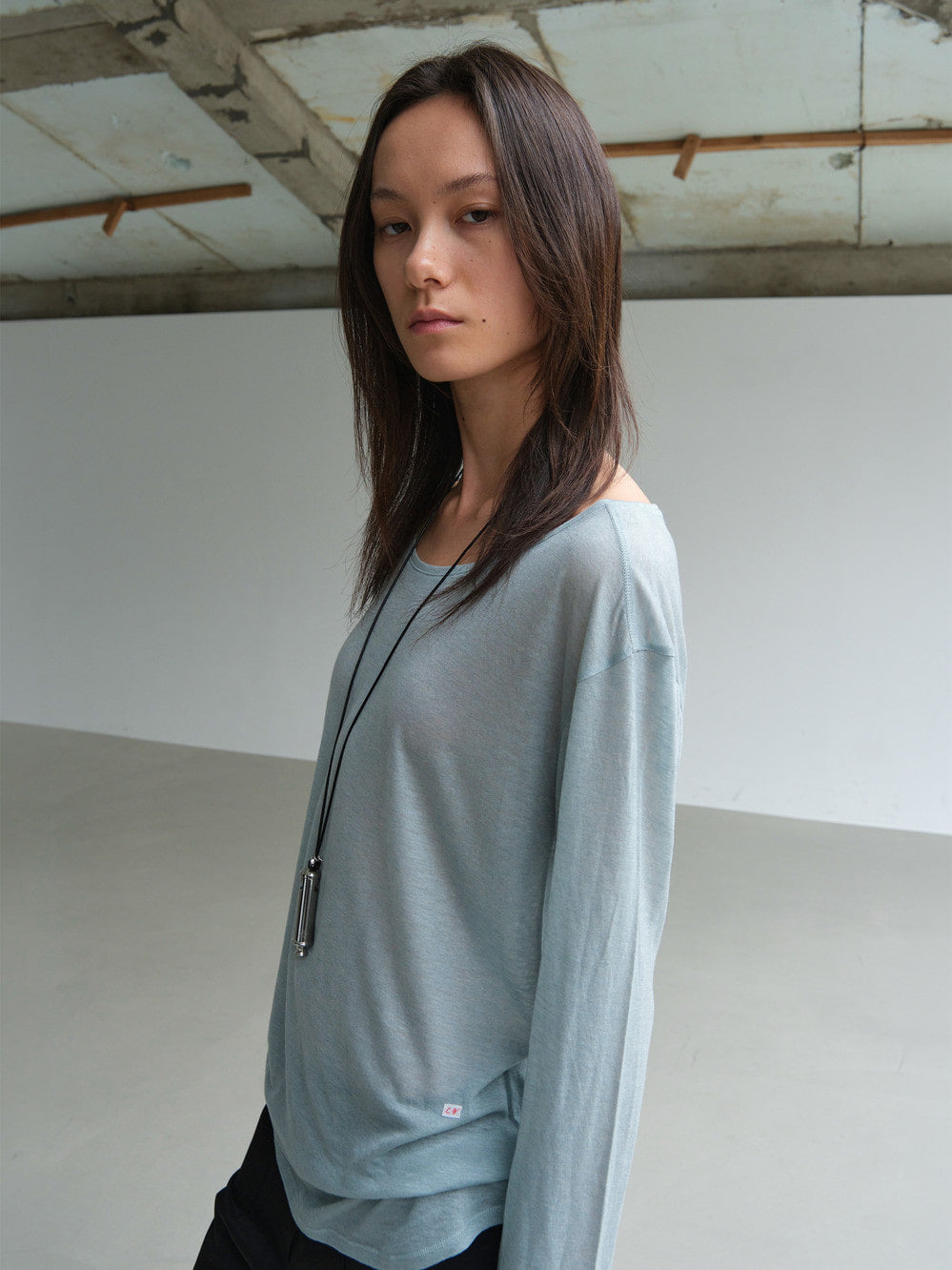 Low Classic Wool Tencel Long Sleeve T-Shirt Sky Blue