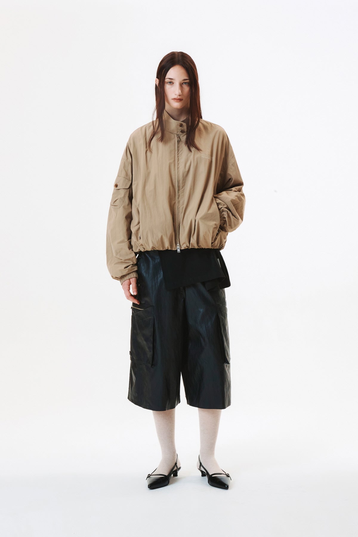 Matinkim Logo Embroidery Balloon Jumper IN Light Khaki