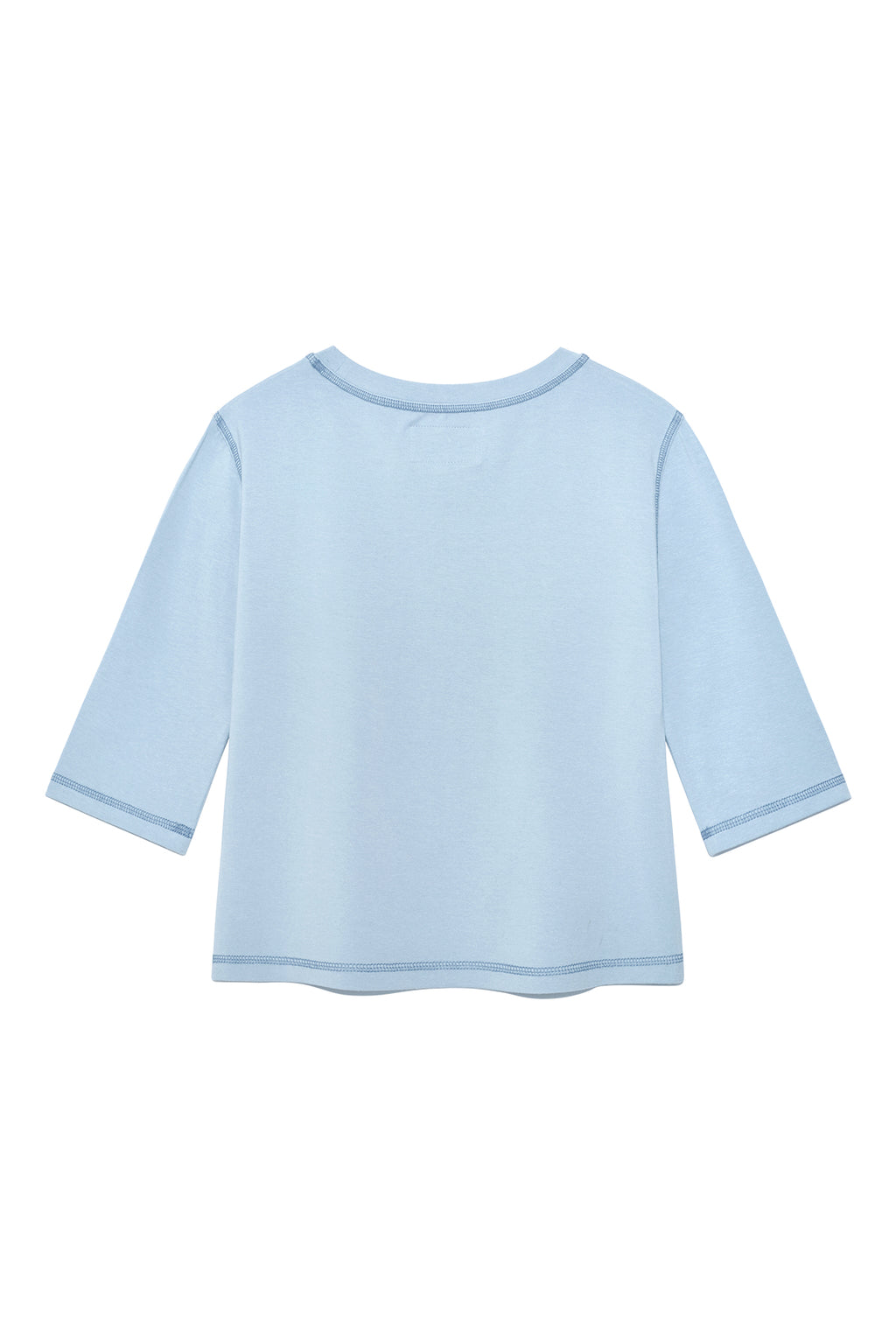 [matinkim] THREE QUARTER LOGO SLIM TOP IN LIGHT BLUE
