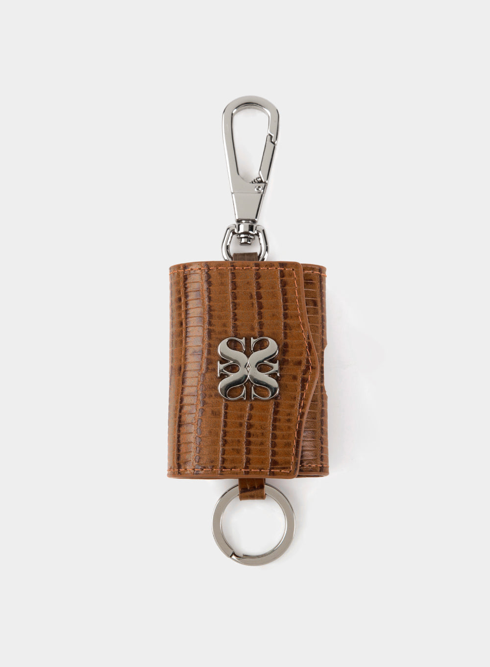 [satur] Satur Keyring Leather Airpods Case - Python Brown