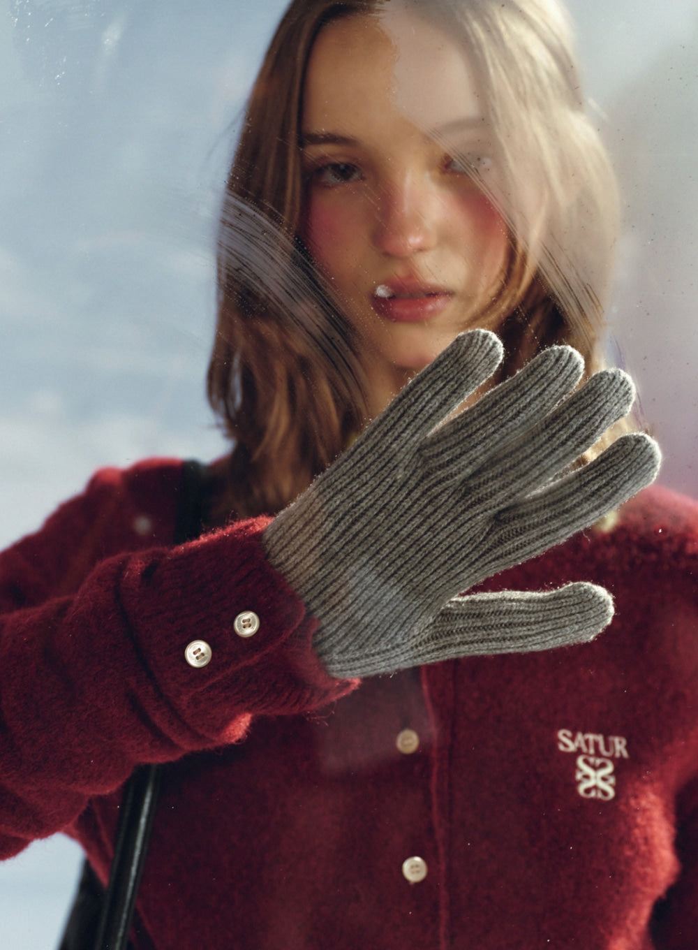 [satur] Classic Knit Gloves - Gray