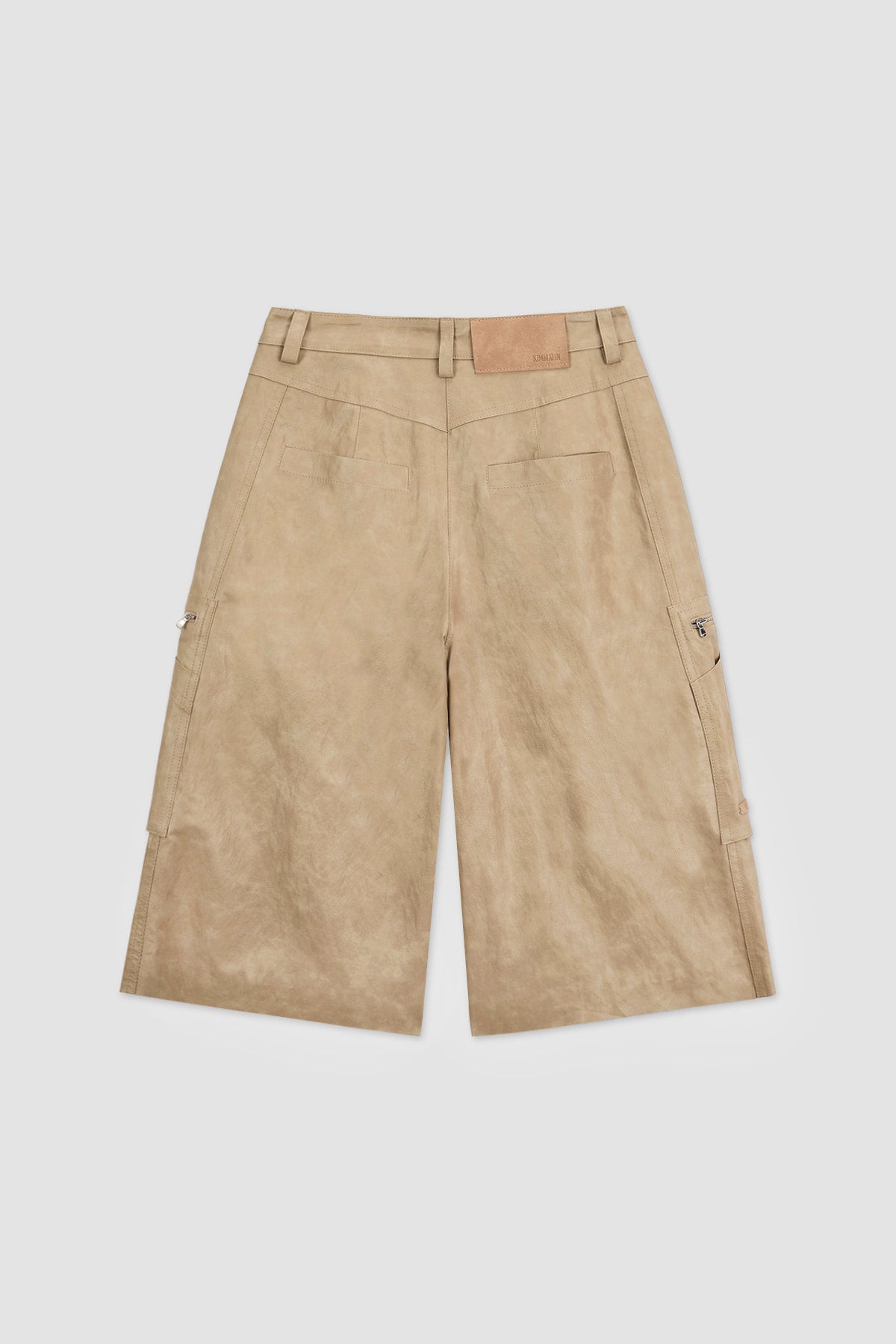Matinkim Pocket Point Leather Bermuda Pants IN Beige