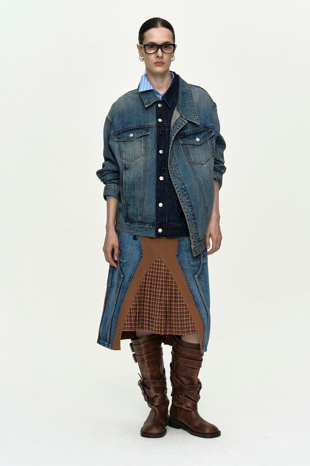Andersson Bell Unisex Asymmetric Layered Denim Jacket