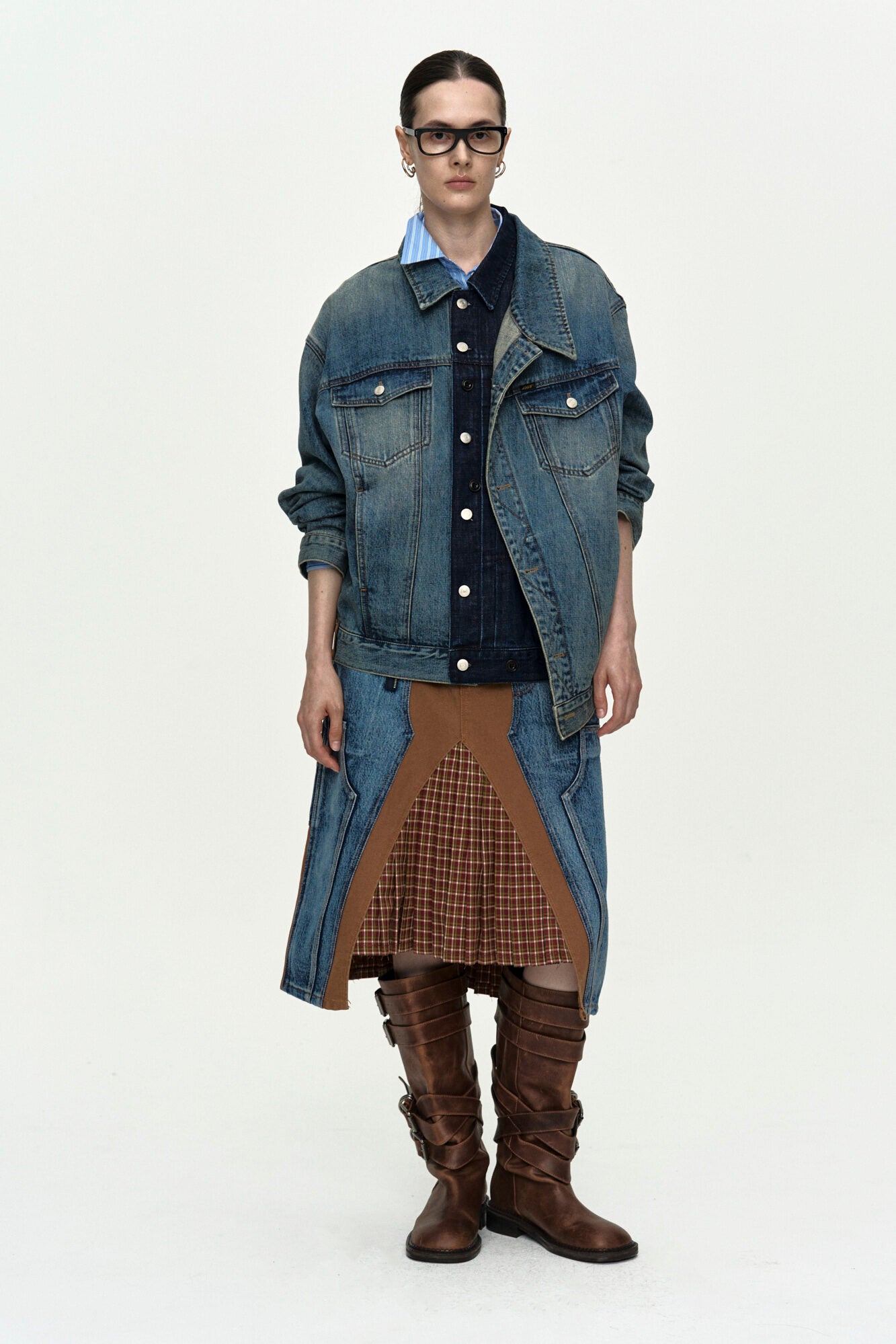 Andersson Bell Unisex Asymmetric Layered Denim Jacket