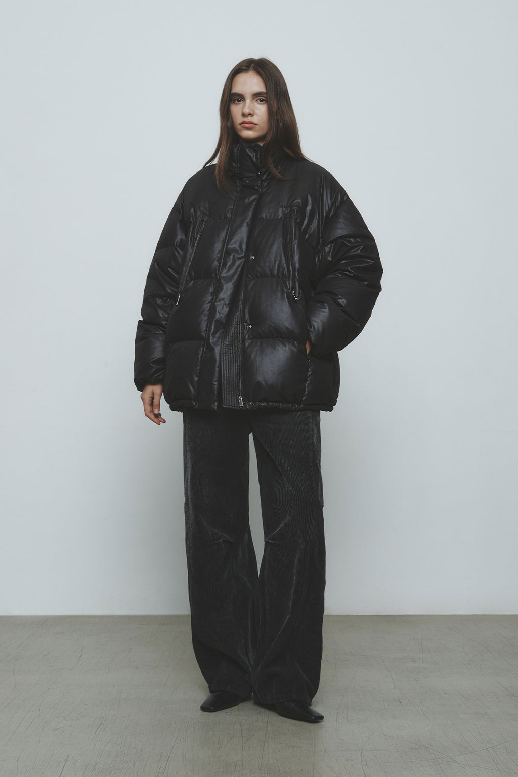 [matinkim] Zipper Detail Goose Down Jumper IN Black