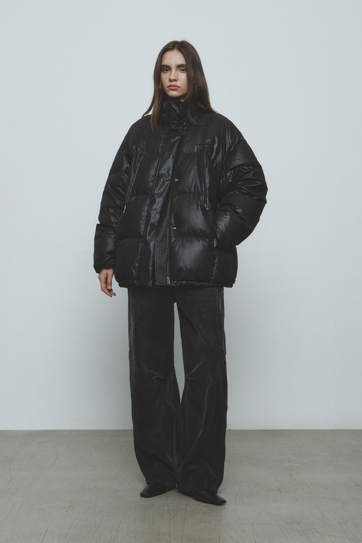 [matinkim] Zipper Detail Goose Down Jumper IN Black
