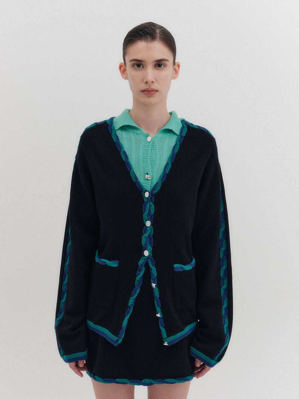 EENK Twist Edge Knitwear Cardigan - Black