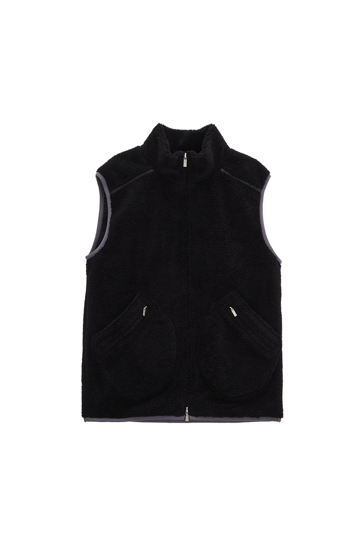 Matinkim Round Pocket Fleece Vest In Black