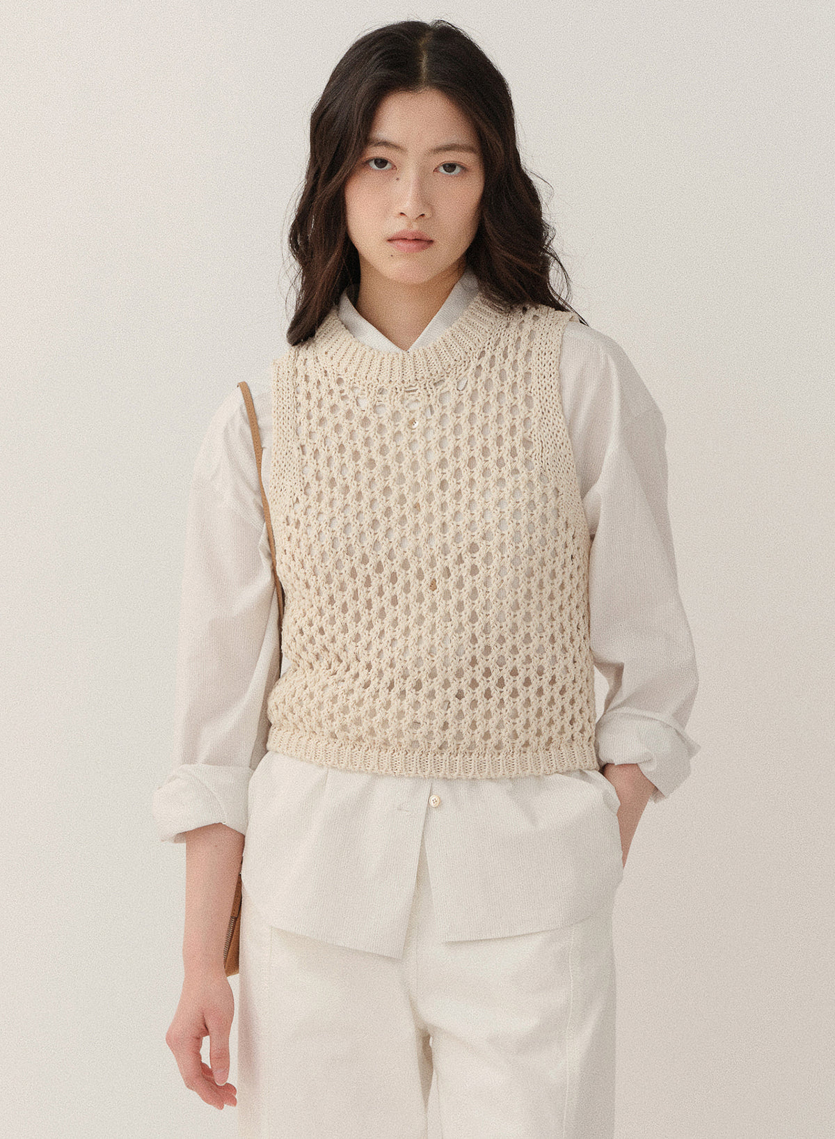 Kindersalmon Organic Knitted Vest Ecru