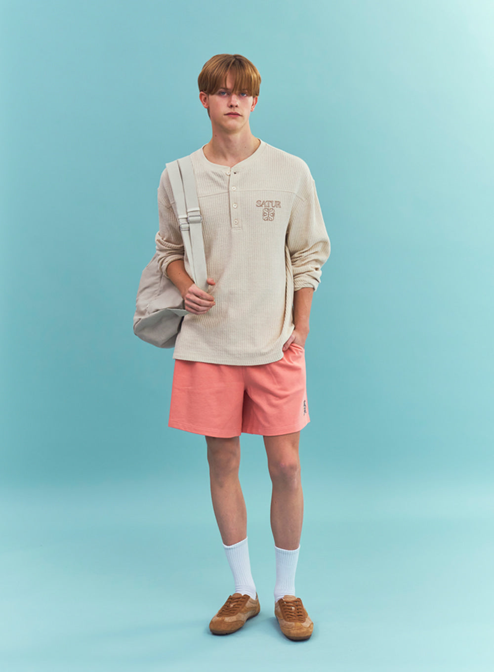 Satur Crest Logo Easy Shorts - Pink