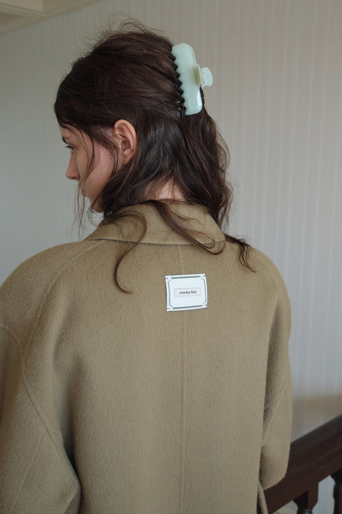 Overdueflair Quilted Lining Handmade Alpaca Coat Olive Beige