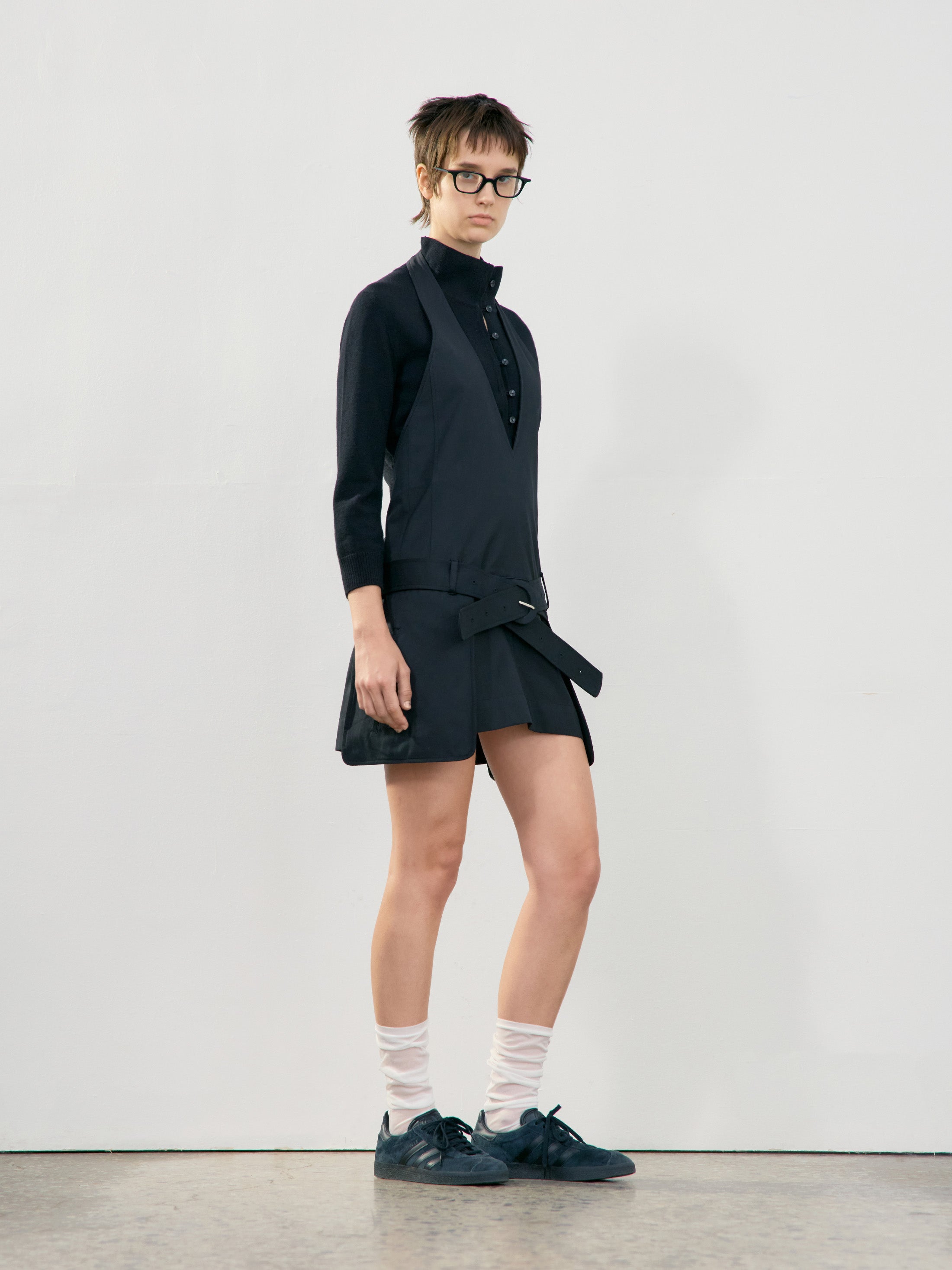 Low Classic Halter Mini Dress in Black, showcasing modern Korean designer fashion.
