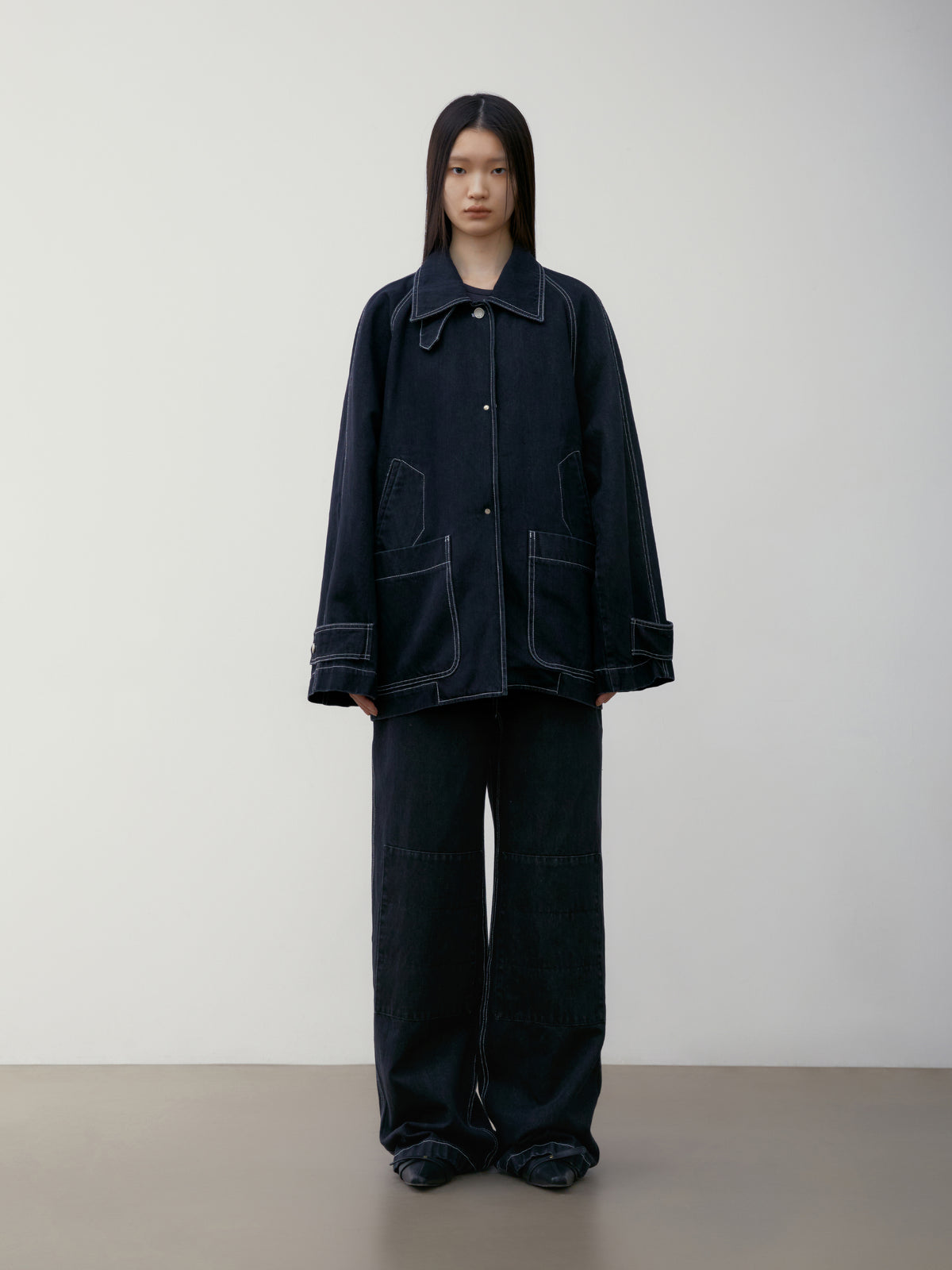 Low Classic Knee-Patch Denim Pants Black