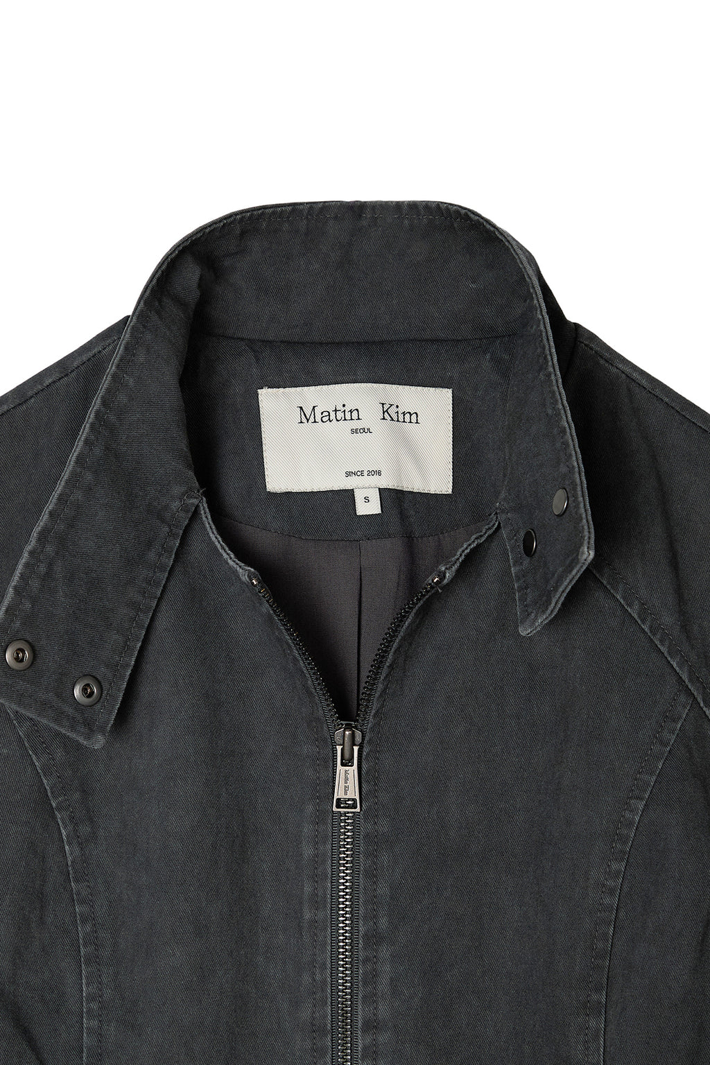 [matinkim] WASHED SLIM BIKER JUMPER IN CHARCOAL