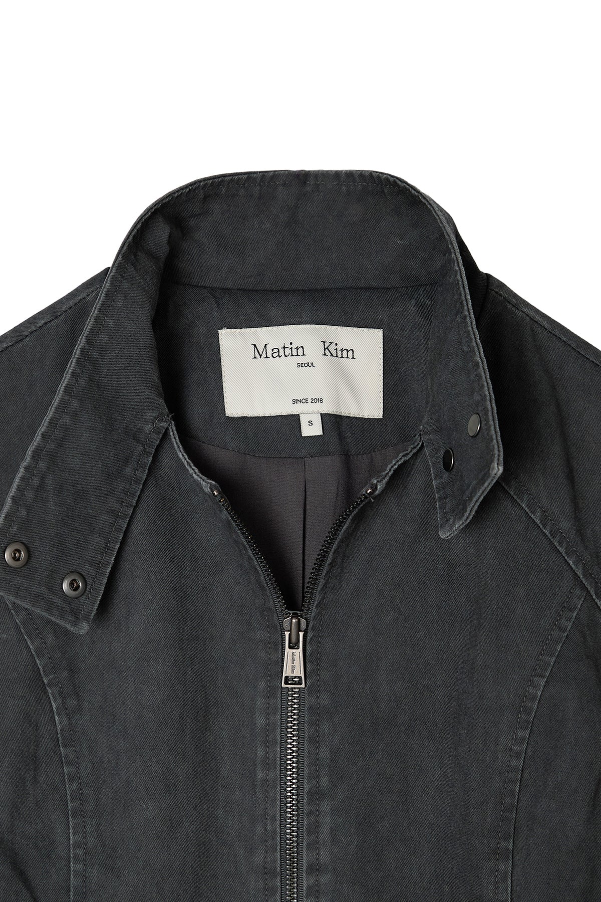 [matinkim] WASHED SLIM BIKER JUMPER IN CHARCOAL