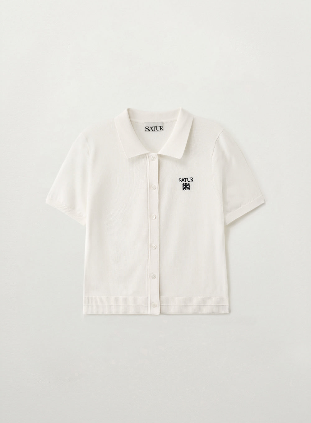 Satur (W) Collar Half Knit Cardigan - White