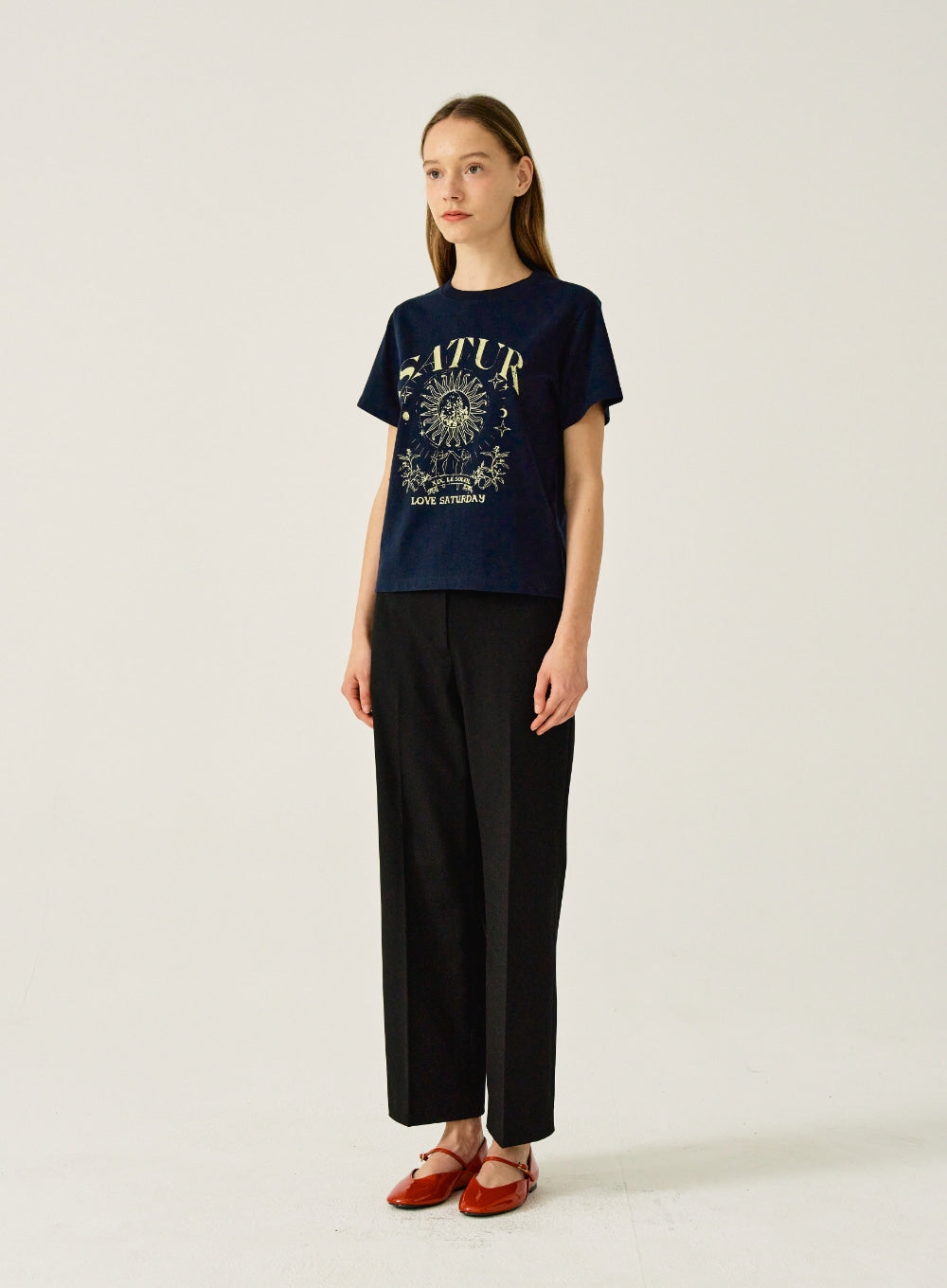 [satur] (W) Tarot Graphic T-Shirt - Classic Navy