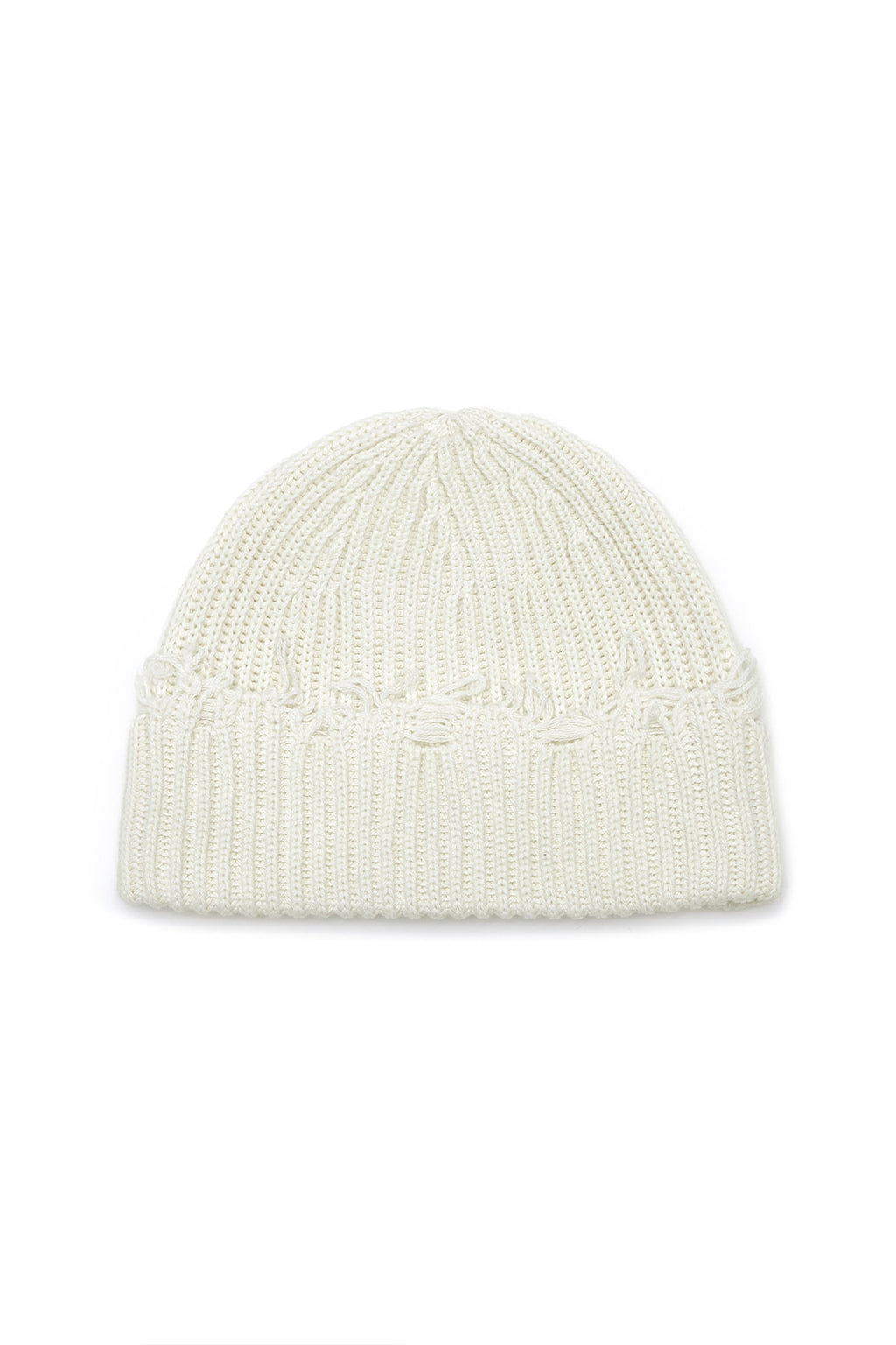 Matinkim Damage Point Ribbed Beanie IN Ivory