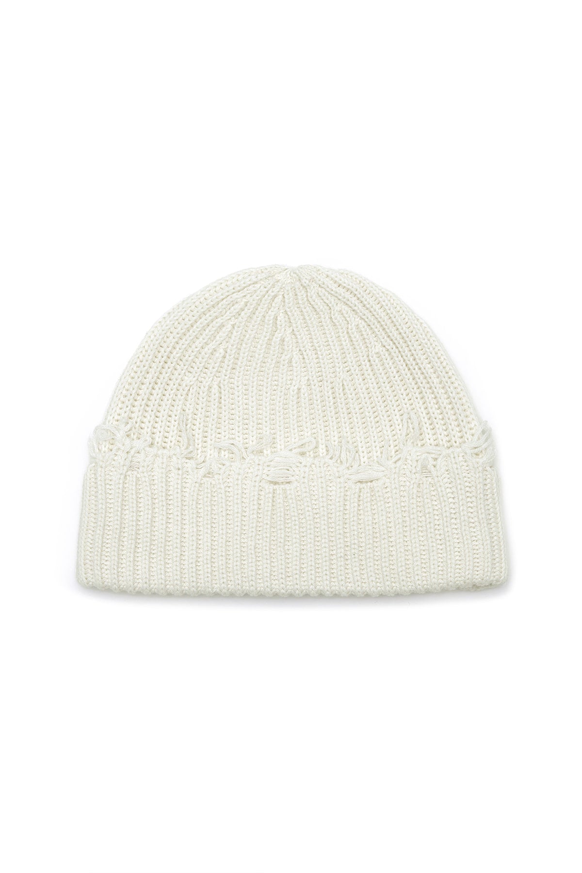 Matinkim Damage Point Ribbed Beanie IN Ivory