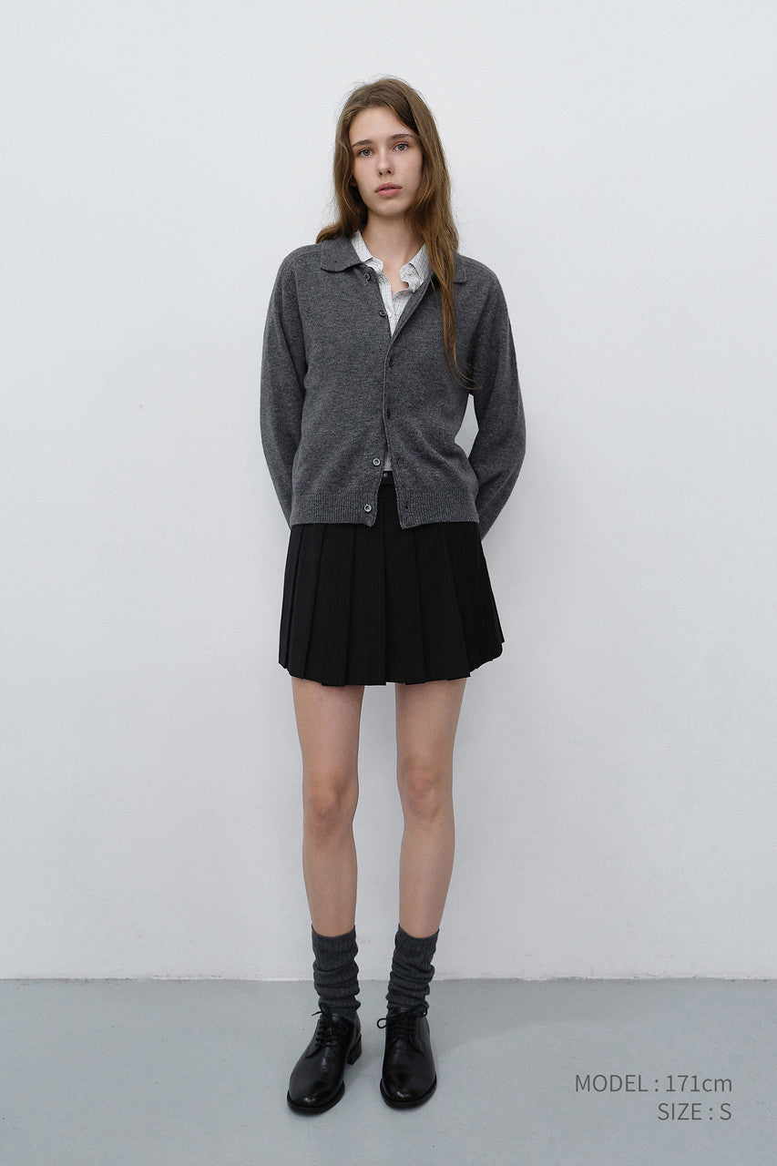 Dunst Unisex Collared Knit Cardigan Melange Grey