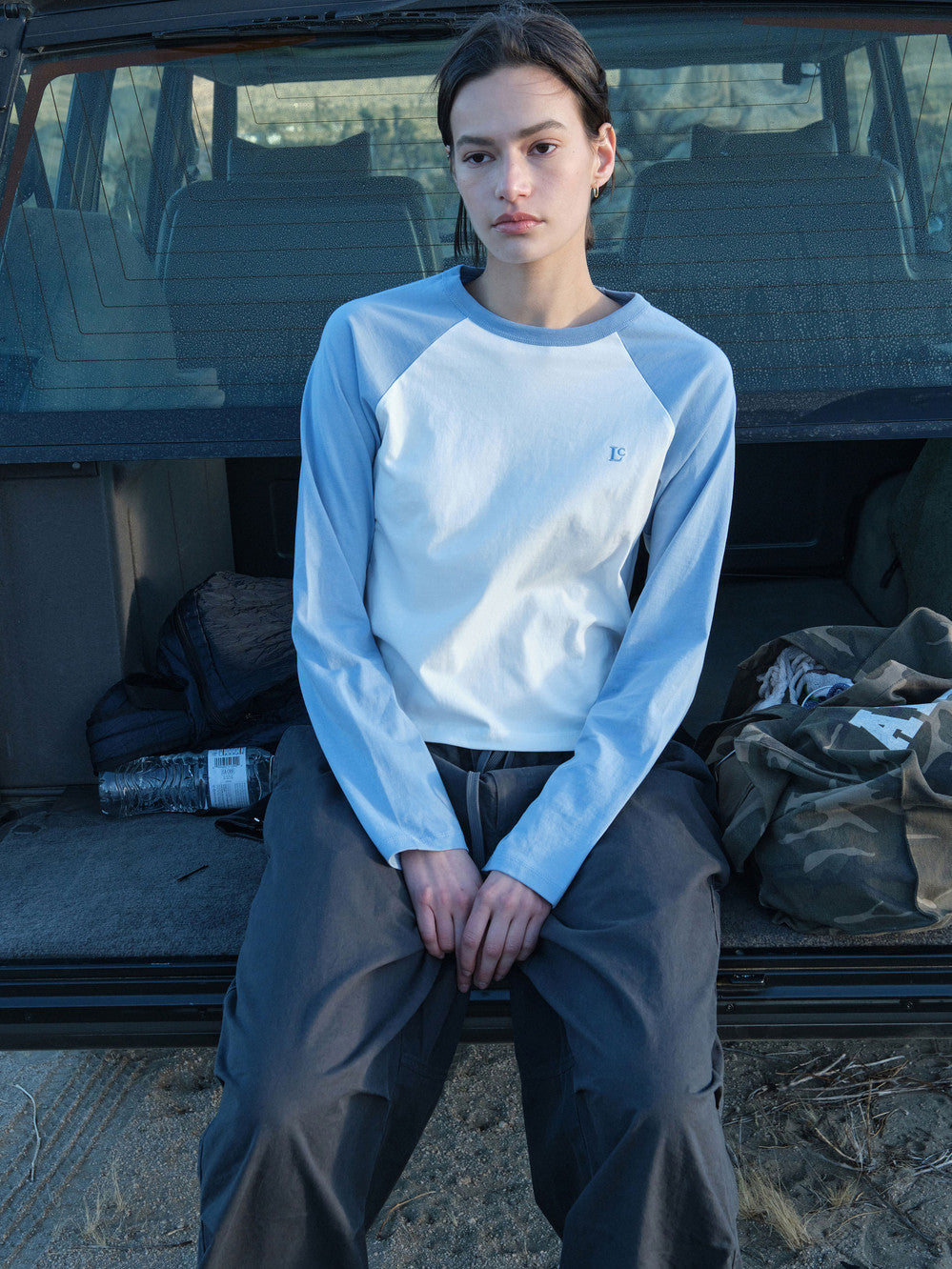 Low Classic Washed Cotton Cargo Pants Charcoal