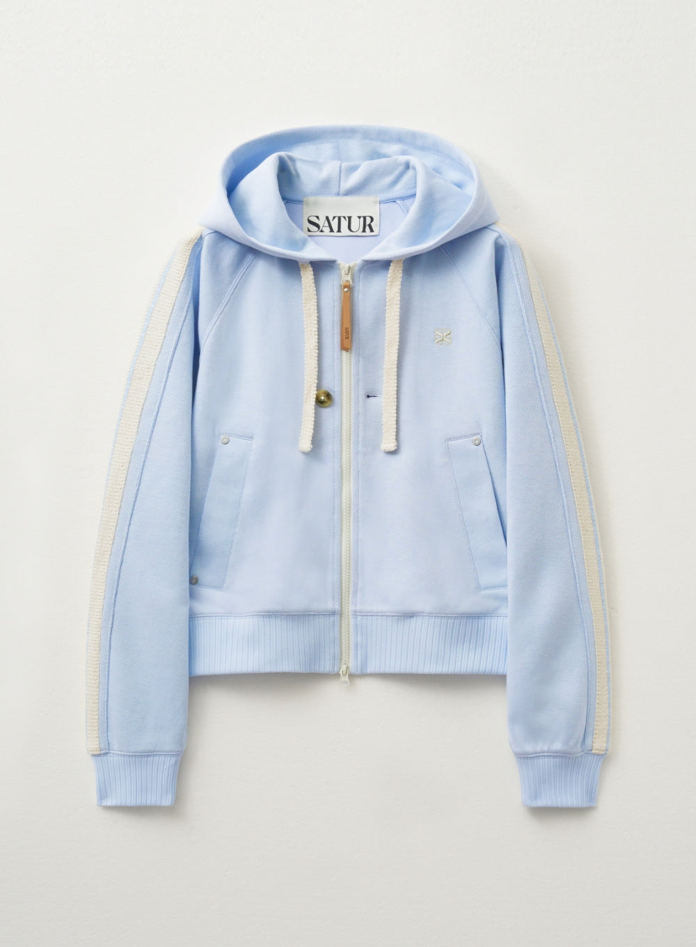 [satur] (W) Lawton Loose Fit Hood Zip-up - Sky Blue