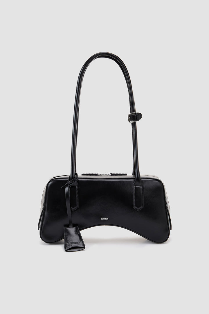 Matinkim Arch Shape Leather Bowling Bag IN Black