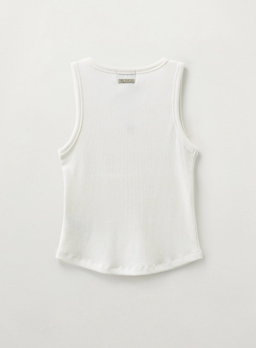 [satur] (W) Unbalance Neck Line Layered Sleeveless Top - Pure White