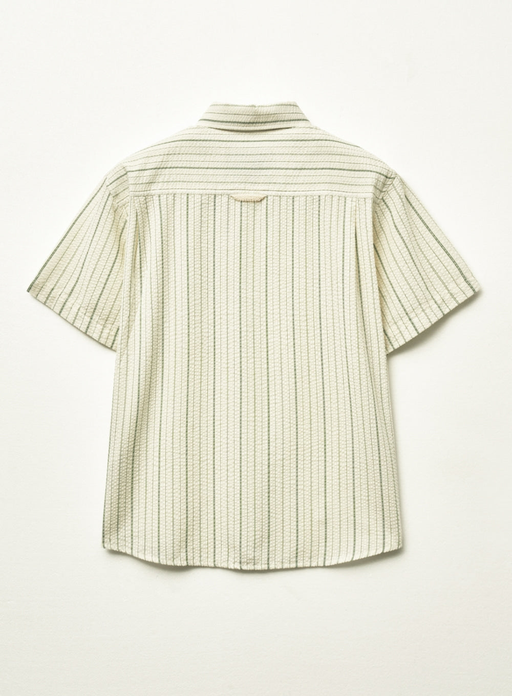 [satur] Natural Seersucker Stripe Half Shirt - Green